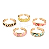 Brass Enamel Cuff Rings RJEW-H543-17G-1
