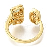 Rack Plating Brass Micro Pave Cubic Zirconia Open Cuff Rings for Women RJEW-M022-04G-01-3