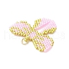 Handmade Glass Seed Beaded Bowknot Pendants PALLOY-MZ00615-01-3