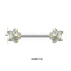 316L Stainless Steel Crystal Rhinestone Flower Nipple Rings WGF1FC0-04-1