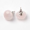 Half Round Dome Natural Rose Quartz Stud Earrings EJEW-L171-05-1