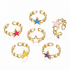 Brass Enamel Cuff Rings RJEW-N035-009-NF-2