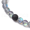 5Pcs Frosted Synthetic Round Moonstone Beads Stretch Bracelets for Men Women BJEW-JB11644-5