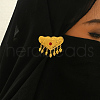 Heart-shaped Brass Tassel Brooches for Women KH9780-2