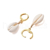 Natural Cowrie Shell Leverback Earrings EJEW-JE06059-5