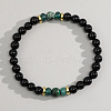 Bohemian Natural Black Stone Beads Stretch Bracelets FP0420-4-1