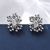 Flower Brass Clear Cubic Zirconia Stud Earrings EJEW-R025-22P-1