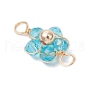 9Pcs Copper Wire Wrapped Glass & Brass Beads Connector Pendants PALLOY-JF03647-4