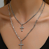 Vintage Iron Gothic Cross Pendant Double Layered Necklaces NG0204-2