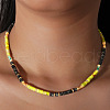 Bohemian Style Dyed Natural Imperial Jasper Heishi Beaded Necklaces for Beach Vacation Casual XR0518-2
