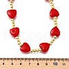 Brass & ABS Imitation Pearl Heart and Round Beaded Necklaces for Women NJEW-D314-11A-G-5