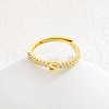 Adjustable Brass Micro Pave Clear Cubic Zirconia Finger Rings for Women FS-WG712C8-19-1