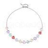 Heart Glass Beaded Necklaces for Women NJEW-JN05157-01-4