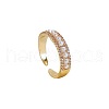 Brass Micro Pave Clear Cubic Zirconia with Plastic Pearl Cuff Rings for Women FS-WGA4F6C-01-5