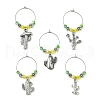 Tibetan Style Alloy Cactus Wine Glass Charms AJEW-JO00236-01-1