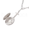 Brass Cross & Oval Locket Pendant Necklaces NJEW-JN04960-5
