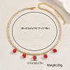 Brass Pave Clear Cubic Zirconia Tennis Chain 5 Strawberries Pendant Bib Necklaces for Women JT1747-4