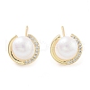 Flat Round Brass with Glass with Stud Earrings EJEW-Q800-09KCG-1