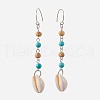 Round Natural & Synthetic Mixed Stone Dangle Earrings EJEW-JE02909-2