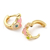 Hamsa Hand with Evil Eye Real 18K Gold Plated Brass Hoop Earrings EJEW-L269-080G-2