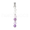 Faceted Round Natural Quartz Crystal & Amethyst & Lepidolite/Purple Mica Stone Beaded Pendants PALLOY-JF03529-07-1