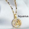 Twelve Constellation Alloy Crystal Rhinestone Pendant Necklaces for Women WG8B703-01-1