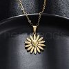 Heart Flower 304 Stainless Steel Pendant Necklaces NJEW-M096-11G-4