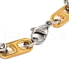 201 Stainless Steel Rectangle Byzantine Chain Bracelets BJEW-B078-111GP-3