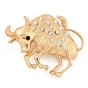 Golden Zinc Alloy with Rhinestone Brooches JEWB-B018-03G-02-1