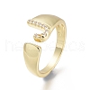 Brass Micro Pave Clear Cubic Zirconia Cuff Rings X-RJEW-F103-13J-G-3