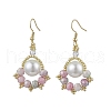 Paw Print Imitation Pearl & Glass Seed Beads Dangle Earrings EJEW-MZ00386-03-2
