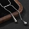 304 Stainless Steel Snake Chain Lariat Necklaces with Teardrop Ends NJEW-D300-02P-2