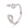 Non-Tarnish 304 Stainless Steel Snake Wrap Open Cuff Ring for Women RJEW-C025-18P-1
