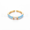 Brass Enamel Cuff Rings RJEW-T016-29F-NF-1