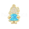 Brass Micro Pave Clear Cubic Zirconia Girl Connector Charms KK-I723-22G-1