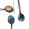 Natural Labradorite Oval Pendant Necklaces PW-WGBBC83-01-3