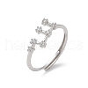 Constellations Rhodium Plated 925 Sterling Silver Micro Pave Clear Cubic Zirconia Adjustable Rings for Women RJEW-P130-01P-I-4