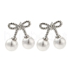 Mother's Day Jewellery 304 Stainless Steel Shell Pearl Bowknot Stud Earrings for Women EJEW-U020-28P-1