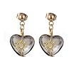 3Pair Brass Glass Dangle Stud Earrings EJEW-JE06403-01-4