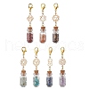 7 Chakra Natural Red Aventurine & Red Jasper & Green Aventurine & Tiger Eye & Synthetic Turquoise & Amethyst & Lapis Lazuli Chips inside Glass Wishing Bottle Pendant Decorations HJEW-JM03099-01-2