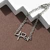 304 Stainless Steel Heartbeat Link Bracelets BJEW-F500-05P-4