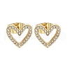 Brass Micro Pave Clear Cubic Zirconia Stud Earrings EJEW-C139-02G-4