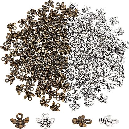SUPERFINDINGS 240Pcs Bee Shape Tibetan Style Charms TIBEP-FH0001-08-1