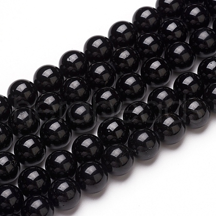 Natural Black Tourmaline Beads Strands G-L554-02-8mm-1