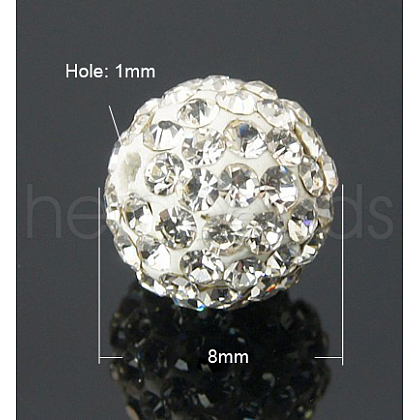 Pave Disco Ball Beads X-RB-Q195-8mm-001-1