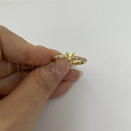 Brass Micro Pave Clear Cubic Zirconia Finger Rings FS-WGE303B-11-1