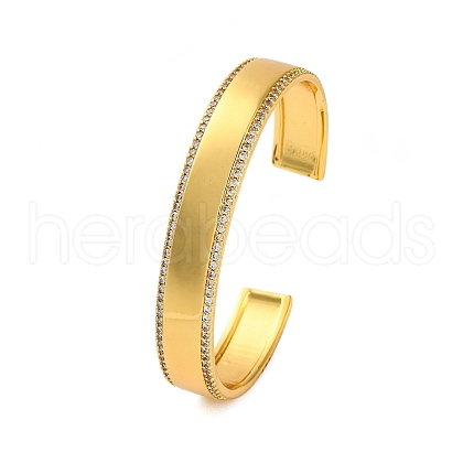 Rack Plating Brass Micro Pave Cubic Zirconia Cuff Bracelets for Women BJEW-M040-20G-1