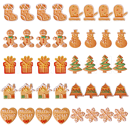 CHGCRAFT 40Pcs 10 Styles Christmas Theme Opaque Resin Imitation Biscuit Decoden Cabochons RESI-CA0001-75-1