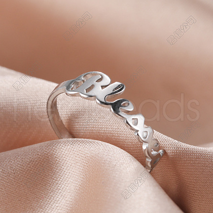 Word Blessed Stainless Steel Finger Rings for Women WG5CA7C-03-1