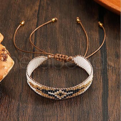 Bohemian Style Glass Seed Beads Braided Bead Braclets for Women NU9634-1-1